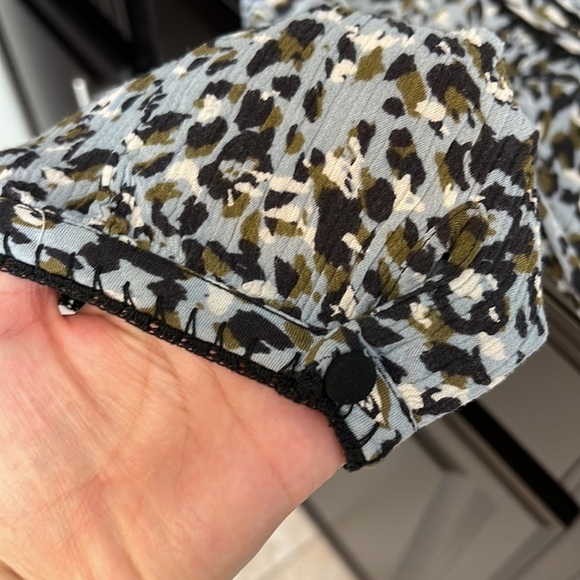 #22 ZADIG & VOLTAIRE Raspail Leo Crinkle Dress Blue Leopard Lace Trim, Sz S - Picture 10 of 12